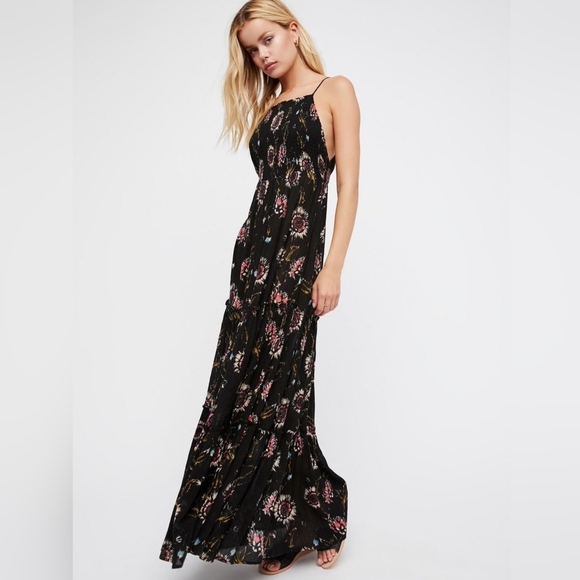 Free People Garden Party Maxi in Black Combo Size Small Boho Vacation Summer - Picture 2 of 11